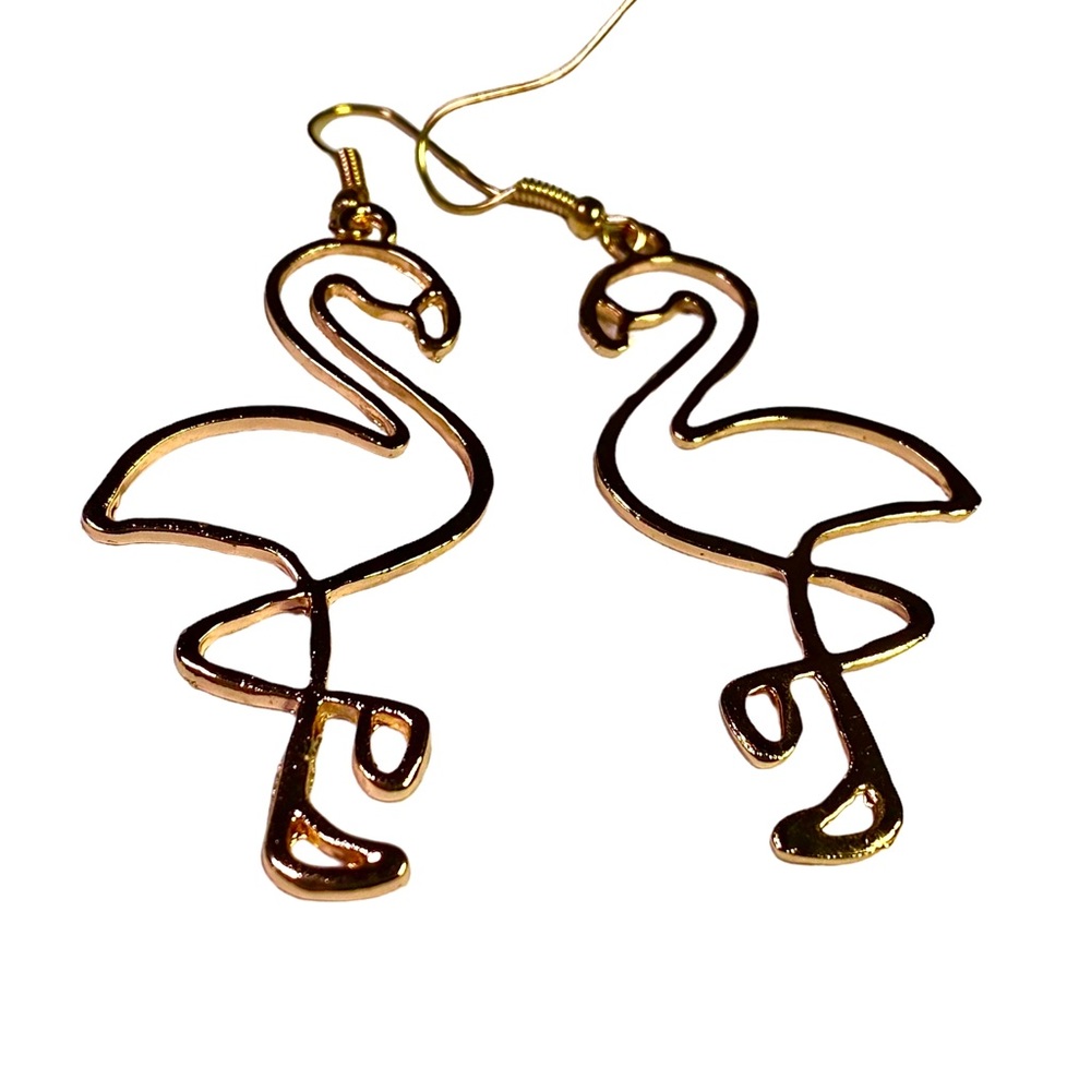 NWT Flamingo Earrings Gold Plated